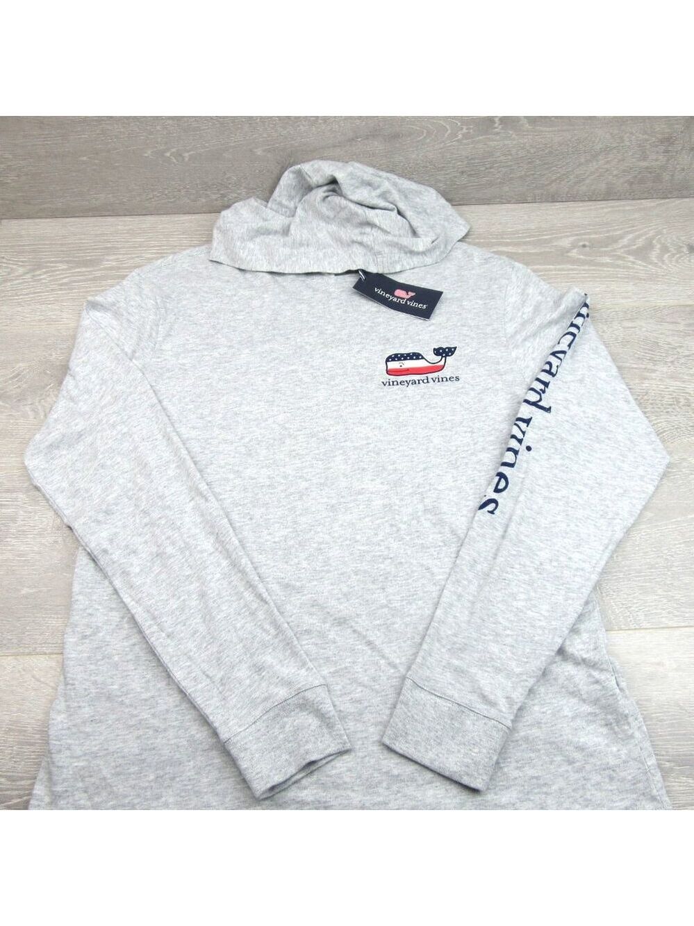 Vineyard Vines Graphic USA Hoodie Mens Size Small Grey Heather Long Sleeve NEW - Picture 3 of 13